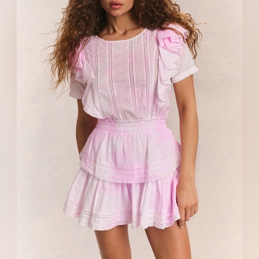 LOVESHACKFANCY Natasha Dress Peony Pink size medium